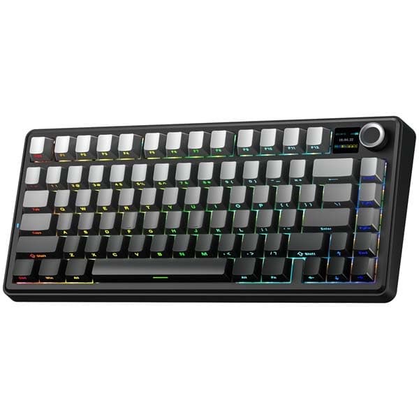Aula F75 MAX Side-Engraved Keycaps Wireless 3 in 1 Mechanical Gaming Keyboard with Screen and Knob, for PC/Mac/Linux | Gradient Gray, Reaper Switch (F75MaxGrR) - 1