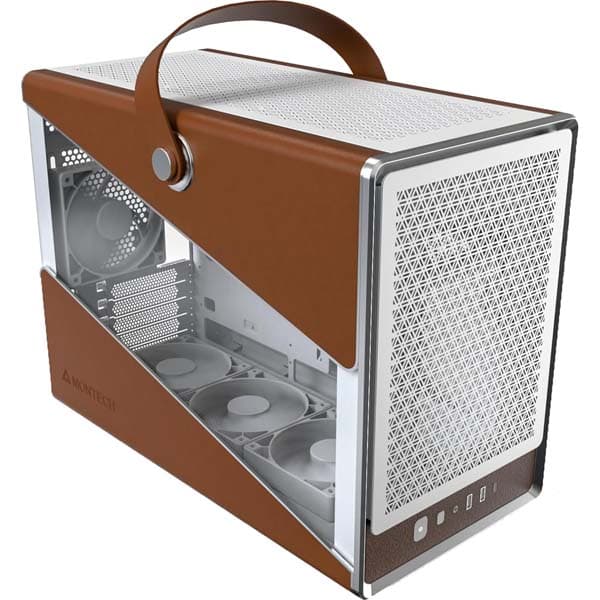 MONTECH Heritage PRO mATX Compact Leather Gaming Chassis with Signature Handle Design (White) - 1