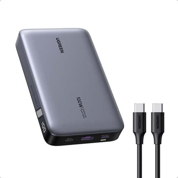UGREEN 20000mAh 100W Power Bank, Nexode Portable Charger USB C 3-Port PD Fast Charging Battery Pack Digital Display for McBook, Tab, ifone 16, Galax S24 Ultra, Steaam Deck, Della XPS and More - 1