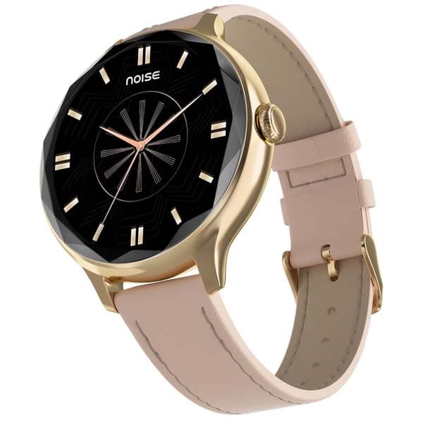 Noise Diva Smartwatch with Diamond Cut dial AMOLED Display Leather Strap 100+ Watch Faces, Female Cycle Tracker for Women (Rose Pink) - 1