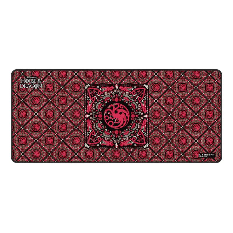 Cybeart | House Targaryen Gaming Desk Mat (XXL - 900x400x4mm) | Waterproof, Never Slip Base, Stitched Edges, Esports Grade