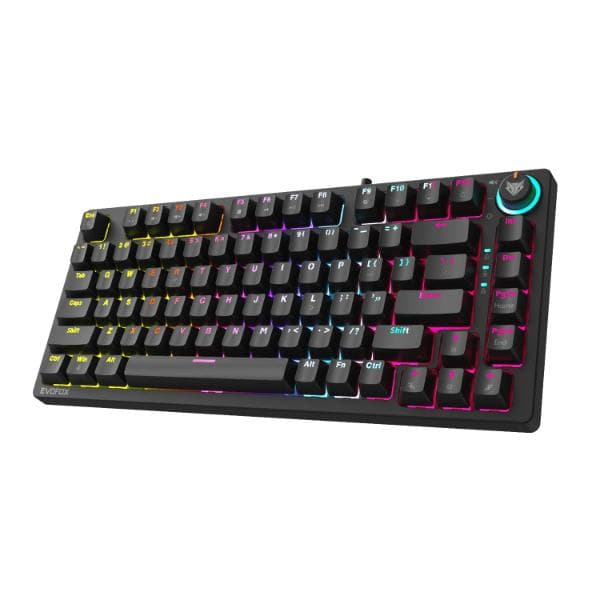 Amkette EvoFox Katana X2 TKL Mechanical Gaming Keyboard | 3‑Pin Replaceable Clicky Blue Switches - (Black) - 1