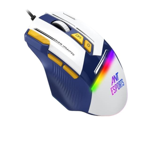 Ant Esports GM333 12800DPI RGB Wired Gaming Mouse Blue/White/Yellow
