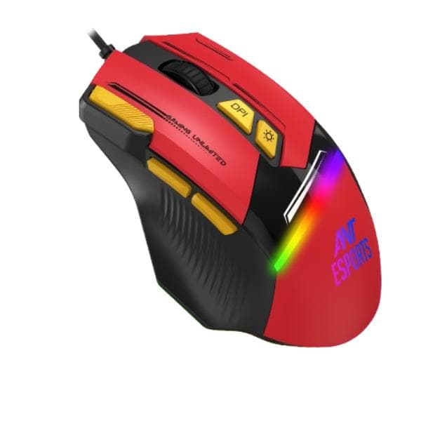 Ant Esports GM333 12800DPI RGB Wired Gaming Mouse Red/Black/Yellow - 1
