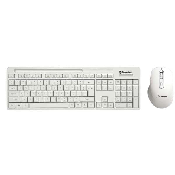 Consistent Glory Wireless Keyboard with Mouse (CMW402) with 2.4 GHz USB Receiver, 10m Working Range, 12 Shortcut Keys, Adjustable DPI (White) - 1