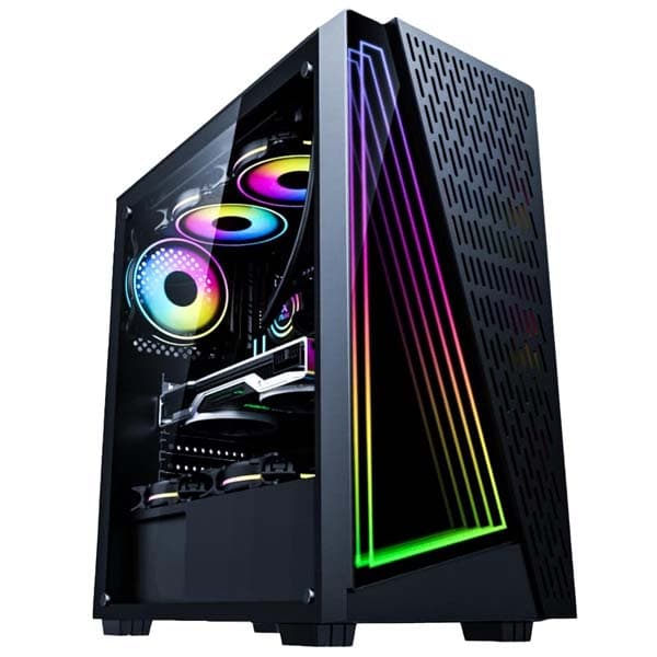 Consistent Auralight Gaming Cabinet 2011 | Support : Micro ATX/ATX/ITX | RGB LED Infinity Light Panel | with Tempered Glass Side Panel