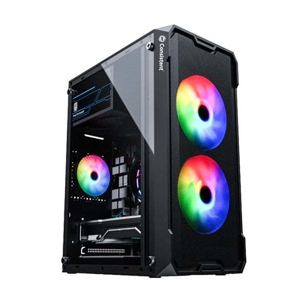 Consistent Venus Gaming Cabinet 2008 | with Tempered Glass Side Panel | Support:Micro-ATX | 3 Fixed Color Fans