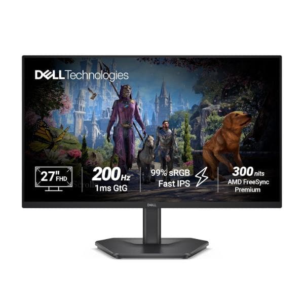 Dell SE2725HG 27" FHD IPS Gaming Monitor, 200Hz Refresh, 3side narrow bezels, 1ms GtG, AMD FreeSync Premium, HDR 10, 300nits, 1000:1 Contrast, 99% Srgb, Tilt, 2*HDMI 2.1 TDMS(supports HDMI VRR),DP 1.4 - 1