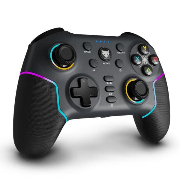 Amkette EvoFox Elite X2 Pro Gaming Controller for PC, Tri-Mode 2.4G/BT/Wired Gamepad, HallSense Magnetic Triggers&Joysticks, 1000Hz Polling, RGB, Replaceable JoySticks,Turbo Mode, 16h Battery(Black) - 1