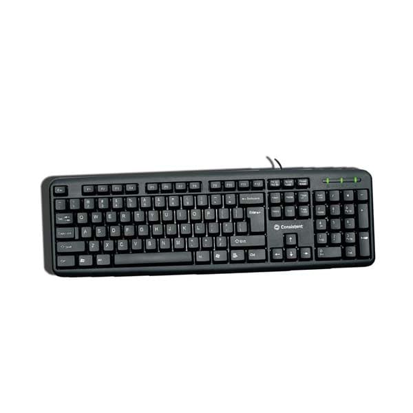 Consistent Classic Silver Wired Keyboard (SK101) for Windows, USB Plug-and-Play, Full-Size, Spill-Resistant, Curved Space Bar(Black) - 1