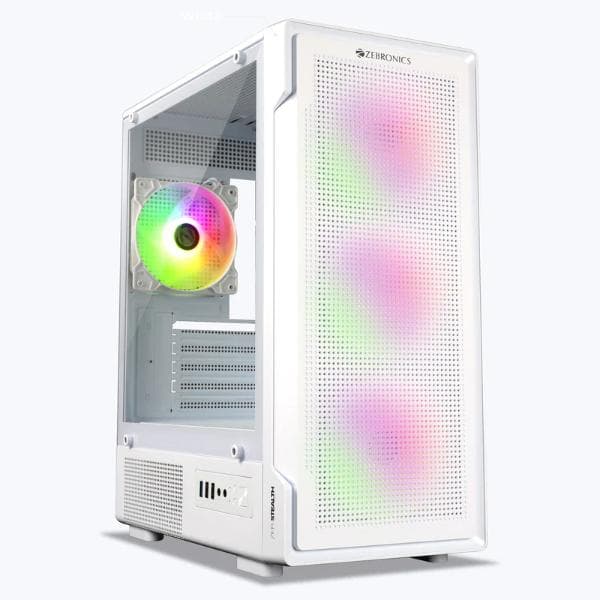 ZEBRONICS Stealth ARGB MATX Mini Tower Cabinet ( White ) - 1