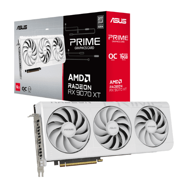 ASUS Prime AMD Radeon RX 9070 XT OC Edition White 16GB GDDR6 Graphics Card