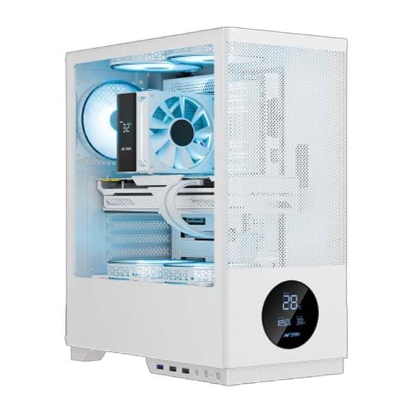 Ant Esports X2 LCD ATX Mid Tower Gaming Cabinet (White)