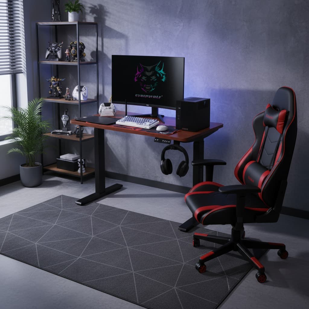 Cyberwolf Hydraulic Gaming Table Regular (1100mm x 600mm) Wood - 1