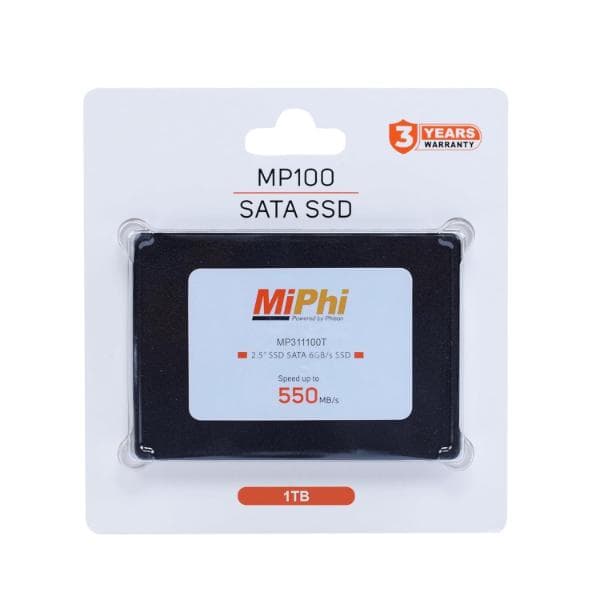 MIPHI MP100 SATA 1TB, Up to 550MB/s, 2.5 Inch/7 mm, 3Y Warranty, Internal Solid State Drive (SSD) - 1