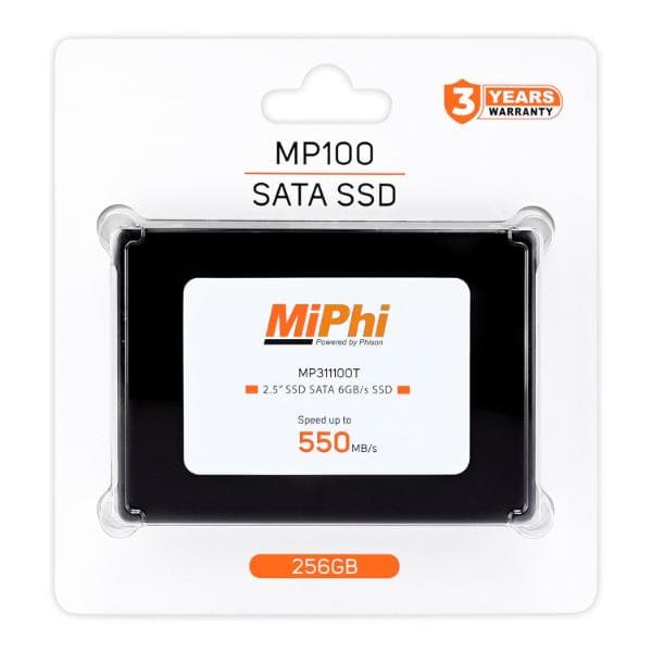 MIPHI MP100 SATA 256GB, Up to 550MB/s, 2.5 Inch/7 mm, Internal Solid State Drive (SSD) - 1