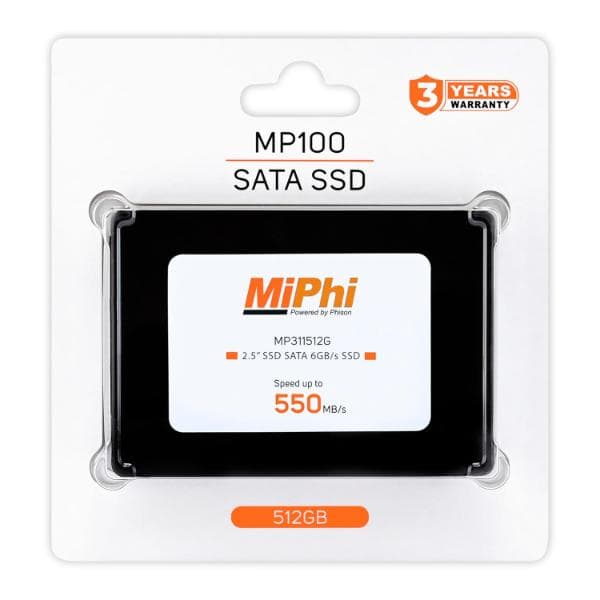 MIPHI MP100 SATA 512GB, Up to 550MB/s, 2.5 Inch/7 mm, 3Y Warranty, Internal Solid State Drive (SSD) - 1