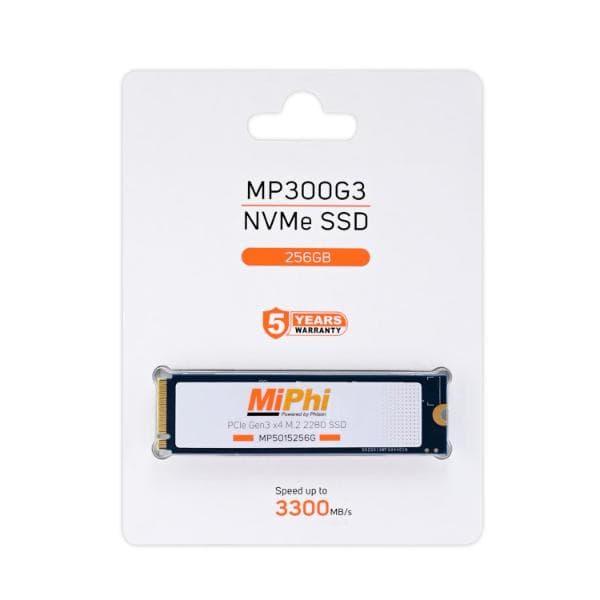MIPHI MP300G3 NVMe 256GB, Upto 3300MB/s, PCIe Gen 3 NVMe M.2 (2280), Internal Solid State Drive (SSD) - 1