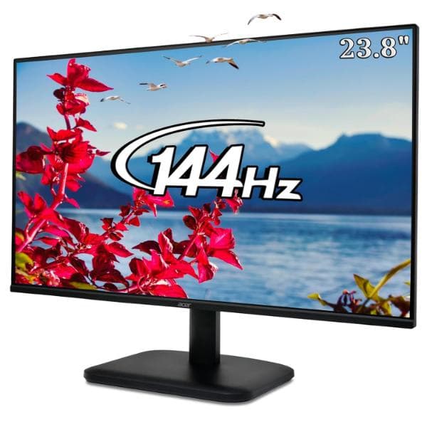 Acer EK240Y P6 23.8" IPS Full HD Backlit LED Monitor I 144Hz Refresh Rate, 1MS VRB Response Time, AMD FreeSync I 1 x VGA 1 x HDMI with Inbox HDMI Cable I Zero Frame Design I Eye Care I Black - 1