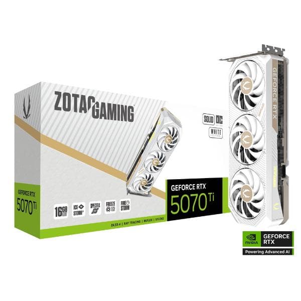 Zotac Gaming RTX 5070 Ti Solid Core OC 16GB GDDR7 Graphics Card (White) - 1