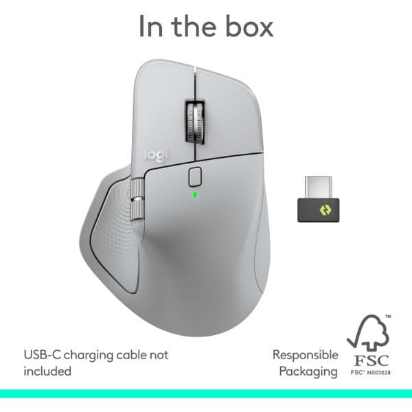 Logitech MX Master 4 Ergonomic Wireless Professional Mouse - Pale Grey - 2