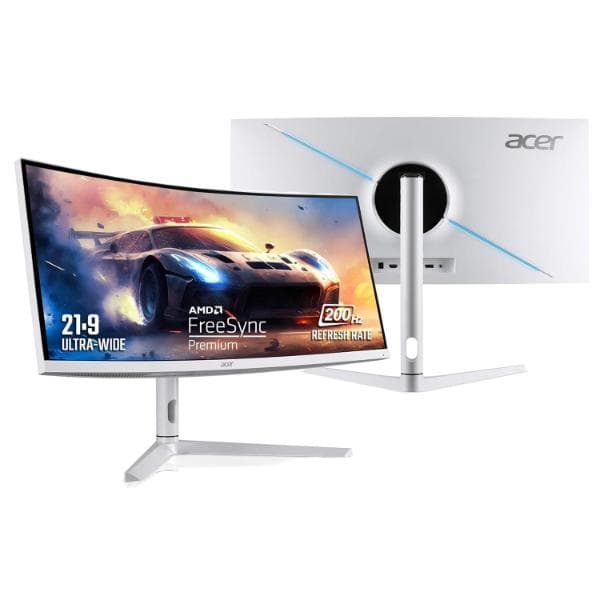 Acer XZ306CX 29.5 Inch (74.93 Cm) Ultrawide 21:9 1500R Curve 2560 X 1080 Pixels LCD Monitor with LED Backlight I 1 MS VRB I 200 Hz I HDR 400 I DCI-P3 93% I AMD Free Sync I 2XHDMI 1XDP I White - 1