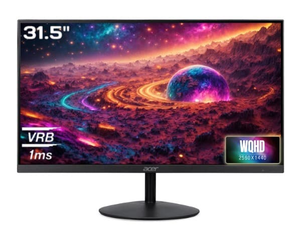 Acer SA322QU E 31.5 Inch WQHD IPS Monitor | 100Hz Refresh | 1ms VRB | AdaptiveSync FreeSync & G-SYNC | HDR10 | Ultra-Slim 7.2mm | ZeroFrame | Eye Care | Built-in Speakers | HDMI, DP Ports, Audio Out - 1