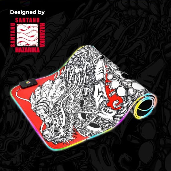 Zebronics Blaze XL RGB Gaming Mouse pad Red White - 3