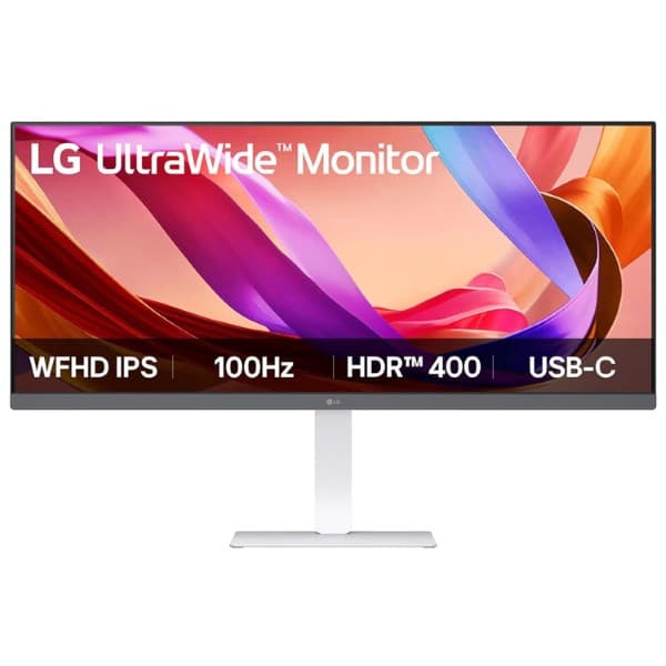 LG 34U530A-W 34-inch UltraWide WFHD (2560 x 1080) IPS Wide Computer Monitor, 100Hz, VESA DisplayHDR 400, HDMI, DisplayPort, USB Type-C, Tilt/Height/Swivel Stand, White - 1