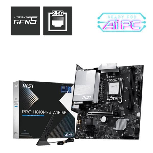MSI Pro H810M-B Wifi6e DDR5 Intel Motherboard - 1