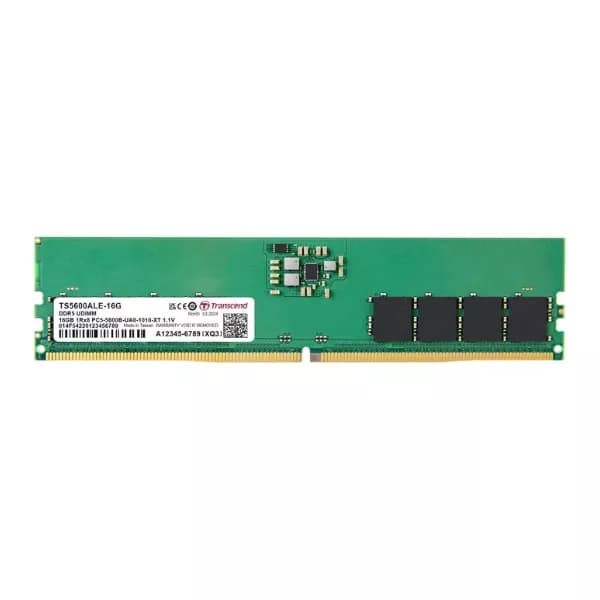 Transcend 16GB (1 X 16GB) DDR5 5600MHz U-DIMM 1Rx8 2Gx8 CL46 1.1V RAM - 1