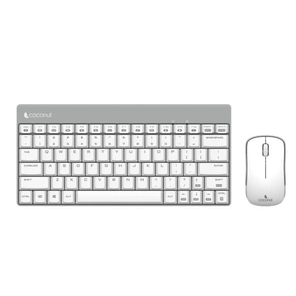 Coconut Mini Desire Wireless Keyboard Mouse Combo (White) - 1