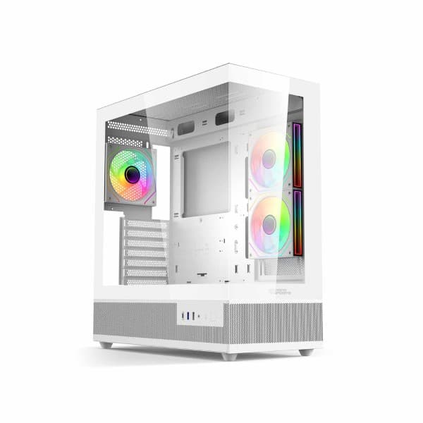 Coconut Stark Z7 Glass Mid Tower Gaming Cabinet - White - 1