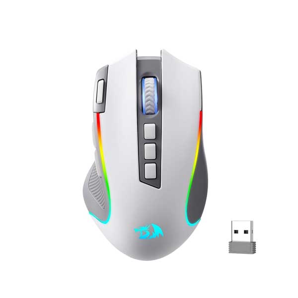Redragon Predator Pro M612 PRO RGB Wired, Wireless and Bluetooth Mouse (White and Grey)