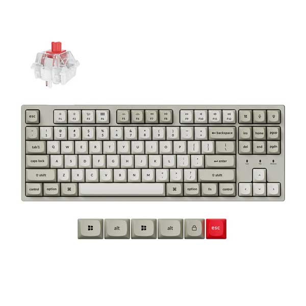 Keychron C1 Pro 8K QMK Wired Super Reds Switch Custom Mechanical Keyboard (C1PX-M1)