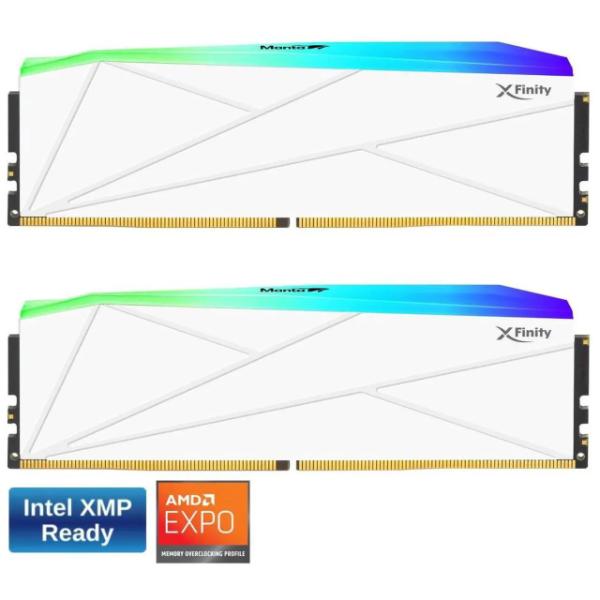 V-COLOR Manta XFinity RGB DDR5 32GB (16GBx2) 6000MHz XMP 3.0 & AMD EXPO CL30 (White)