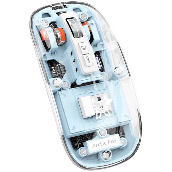 Arctic Fox Pureview Transparent Wireless and Bluetooth Rechargeable Mouse (Space Blue)