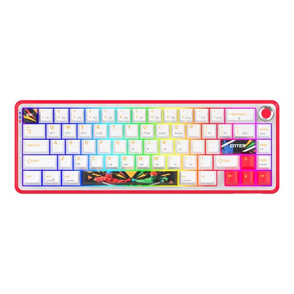 Cosmic Byte Arcturus 65 Tri-Mode Gasket Hot Swappable Mechanical Switch Keyboard (White Red)