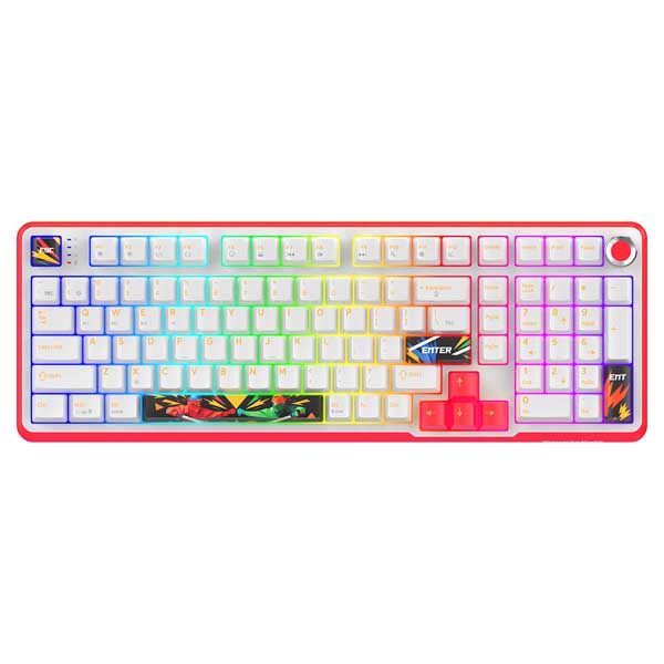 Cosmic Byte Arcturus 98 Tri-Mode Gasket Hot Swappable Mechanical Switch Keyboard (White Red)