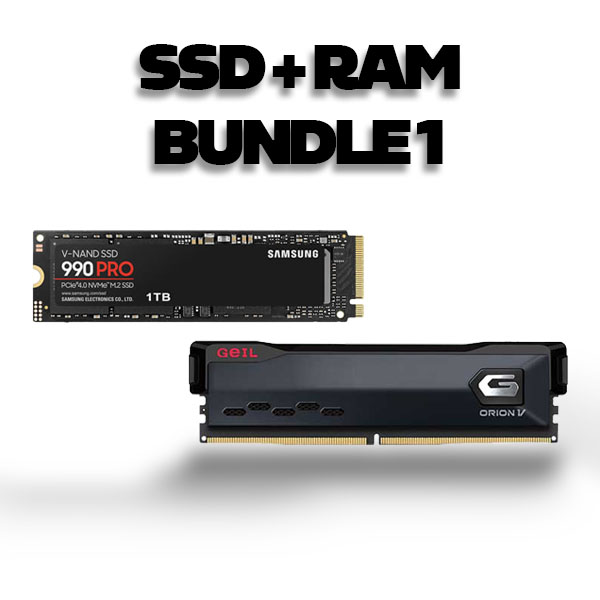 SSD + RAM COMBO DEALS 1 (Samsung 990 PRO 1TB M.2 NVMe Gen4 SSD with Heatsink, GeIL ORION 16GB 5600MHz DDR5 Memory Grey)