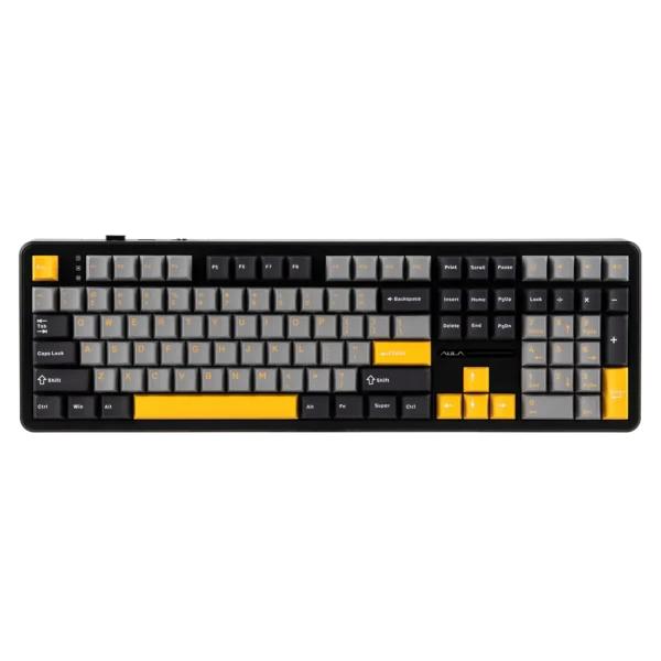 AULA F108 Wireless Mechanical Gaming Keyboard Grey + Yellow, Volcanic Axis Switch