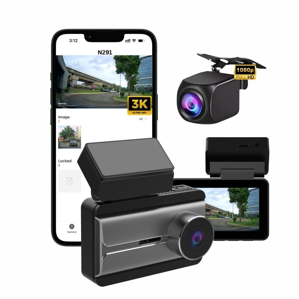 PAPAGO N291 3K Dual Channel Dashcam with Sony CMOS Sensor