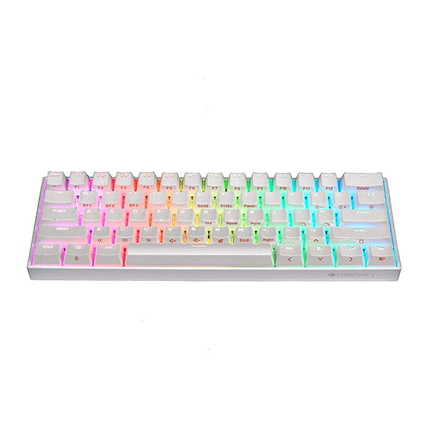 Zebronics ZEB MAX NINJA 61 keys wireless mechanical keyboard with 3 Bluetooth connections - White