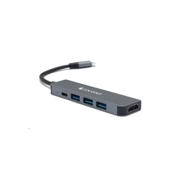 Coconut 5 in 1 Dock B - Type C To Hdmi+3*Usb+Pd | Usb C Hub | Plug &amp; Play| Portable Design