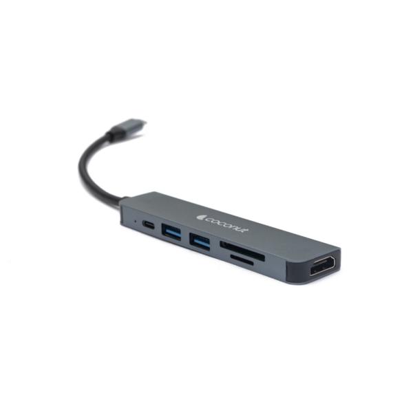 Coconut 6 in 1 Dock A - Type C TO HDMI+SD+TF+2*USB+PD | USB C Hub | Plug &amp; Play | Portable Design
