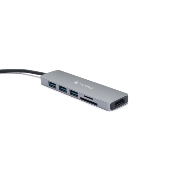 Coconut 6 in 1 Dock B - Type C TO HDMI+SD+TF+3*USB+PD | USB C Hub | Plug &amp; Play | Portable Design