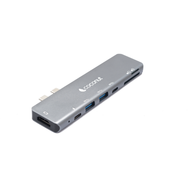 Coconut 7 in 2 Type C Dock for Macbook | 2 Type C to 2*USB+HDMI+SD+TF+PD |USB C Hub| Plug &amp; Play| Portable Design