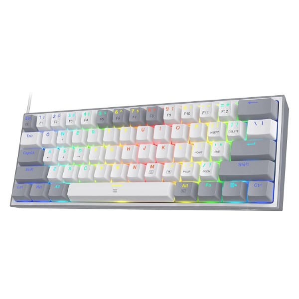 Redragon K617 Fizz- 60% WIRED MECHANICAL KEYBOARD WHITE AND GREY (RED SWITCHES)