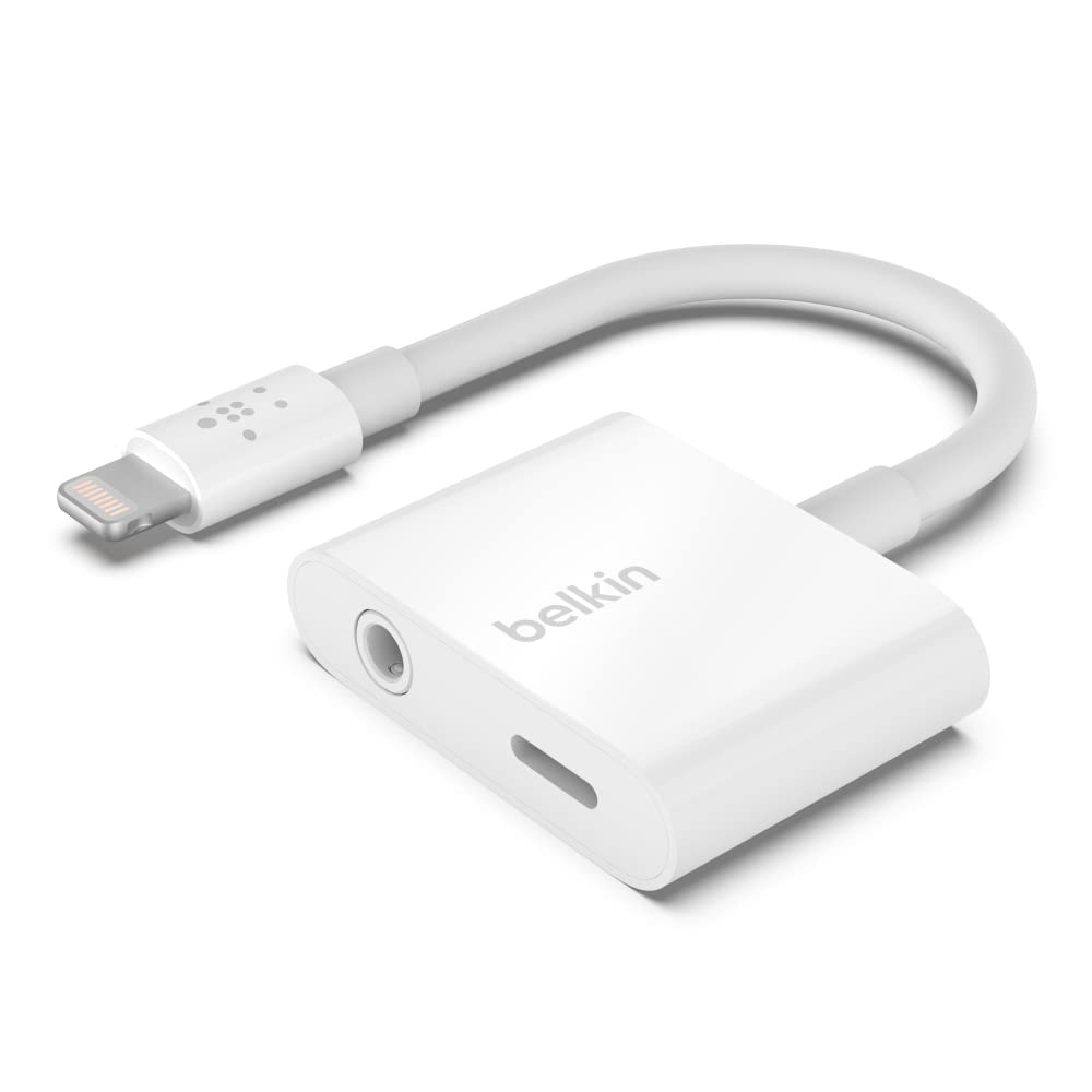 Belkin Charge + Audio Splitter, 3.5 mm Jack for Headphone + Lightning Port for Charging iPhone 13/13 Pro, 13 Pro Max, 13 Mini, iPhone 12 Series and More