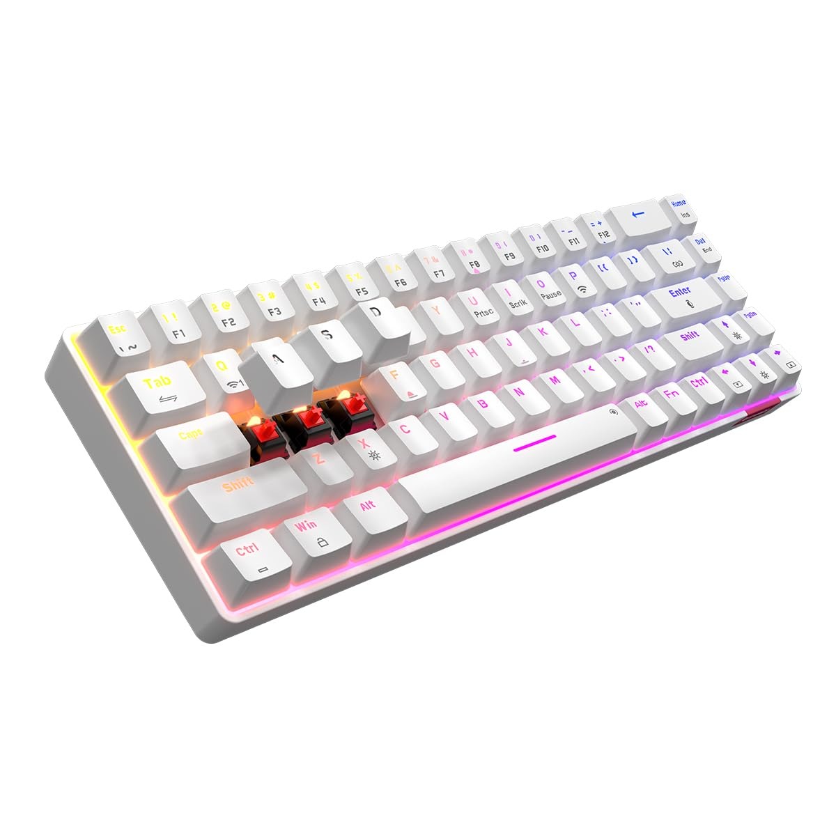 Portronics Hydra 10 Mechanical Wireless Gaming Keyboard with Bluetooth 5.0 + 2.4 GHz, RGB Lights 16.8 Million Colors, Type C Charging, Compatible with PCs, Smartphones and Tablets(Red)